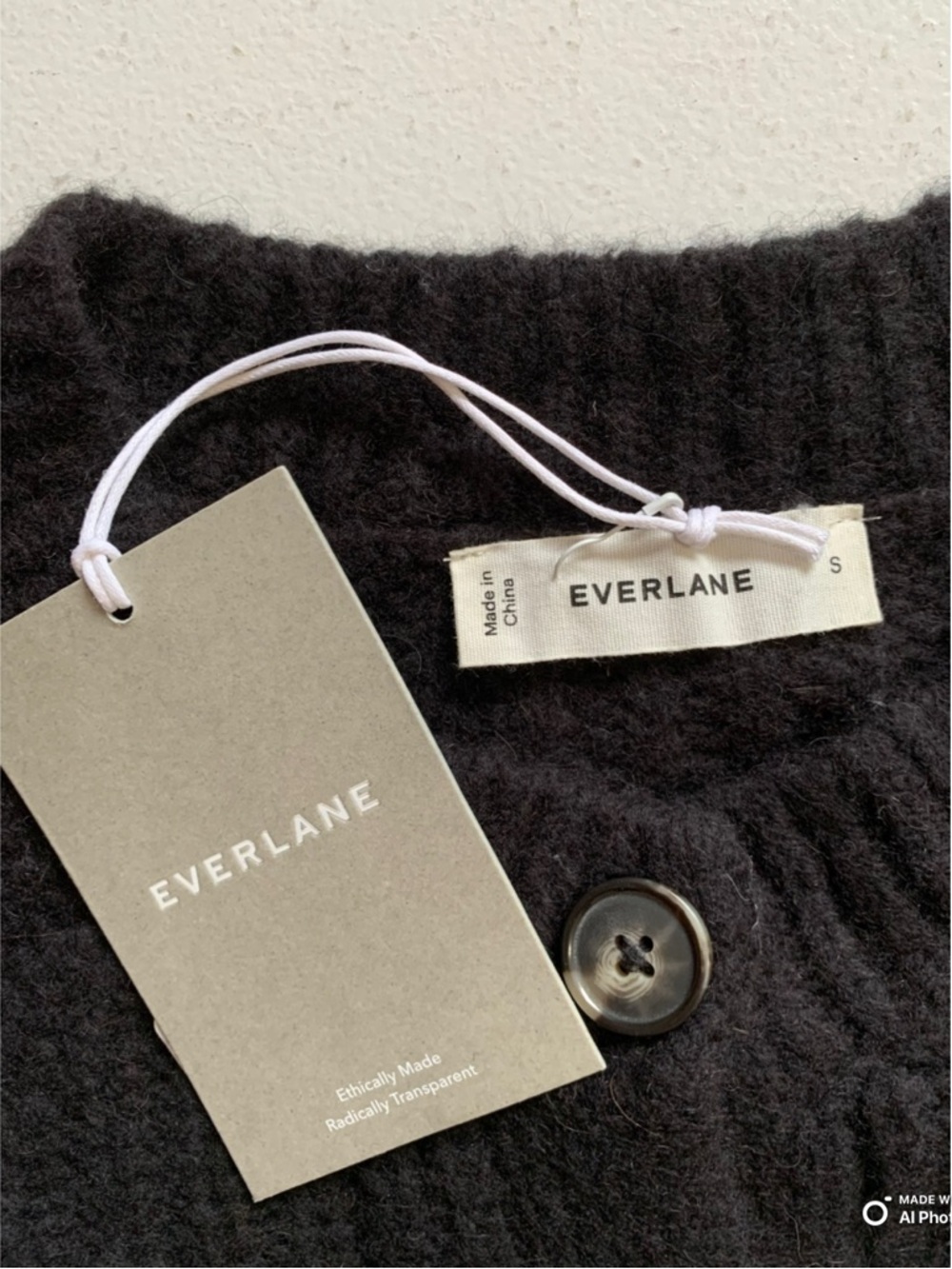Everlane Black The Fisherman Cardigan in Cloud Size Small NWT Cozy Fall Winter - Picture 11 of 16